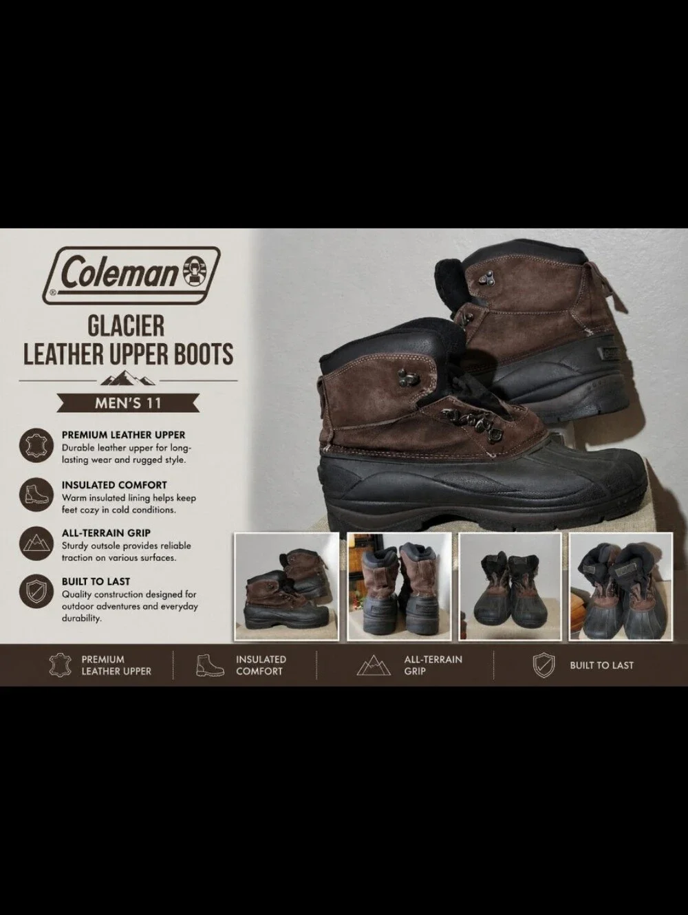 COLEMAN Mens 11 Glacier Leather Upper Boots
